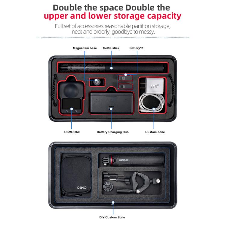 Estuche de almacenamiento tipo estuche de doble capa impermeable EVA ABS para DJI Osmo 360 (negro) — imagen 9