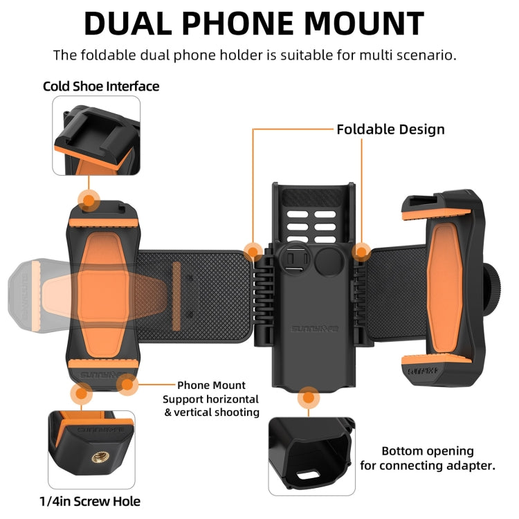 Soporte de abrazadera Sunnylife ZJ756 para teléfono dual expandido para DJI Osmo Pocket 3 (negro) — imagen 3