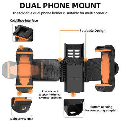Soporte de abrazadera Sunnylife ZJ756 para teléfono dual expandido para DJI Osmo Pocket 3 (negro) — imagen 3