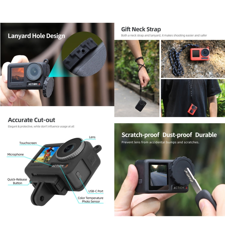 Tapa de lente de cámara 4 Sunnylife 2 piezas resistente a los arañazos para DJI Osmo Action 3 (negro) — imagen 5
