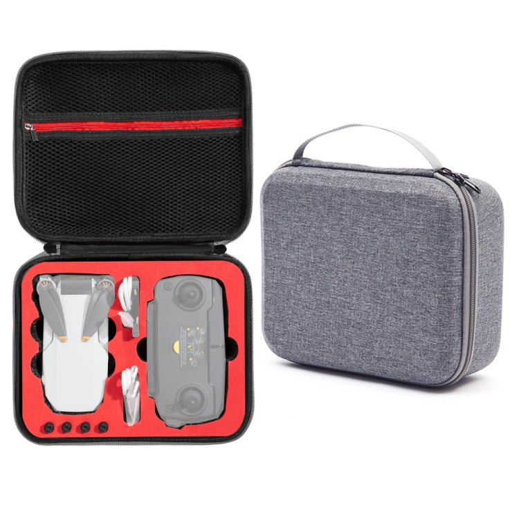 Bolsa de almacenamiento de estuche a prueba de golpes, tamaño: 24 x 19 x 9cm para DJI Mini SE (gris + forro rojo)