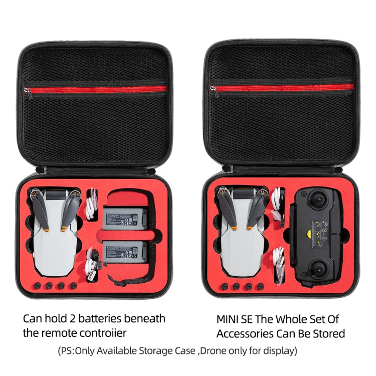 Bolsa de almacenamiento de estuche a prueba de golpes, tamaño: 24 x 19 x 9cm para DJI Mini SE (gris + forro rojo) — imagen 3