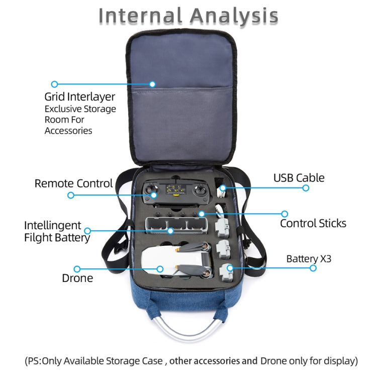 Estuche portátil de almacenamiento de un solo hombro a prueba de golpes, tamaño: 31 x 23 x 10 cm para DJI Mini SE (azul + fo…