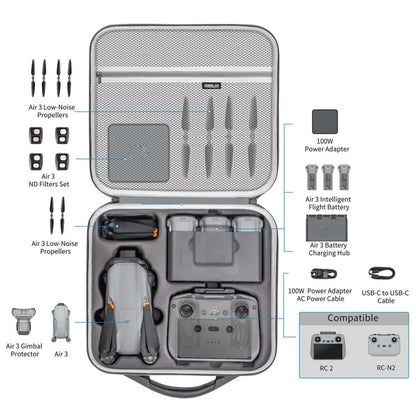 Bolsa de almacenamiento de hombro RC 2 / RC-N2 STARTRC Bolso de PU para DJI Air 3 (Gris) — imagen 5