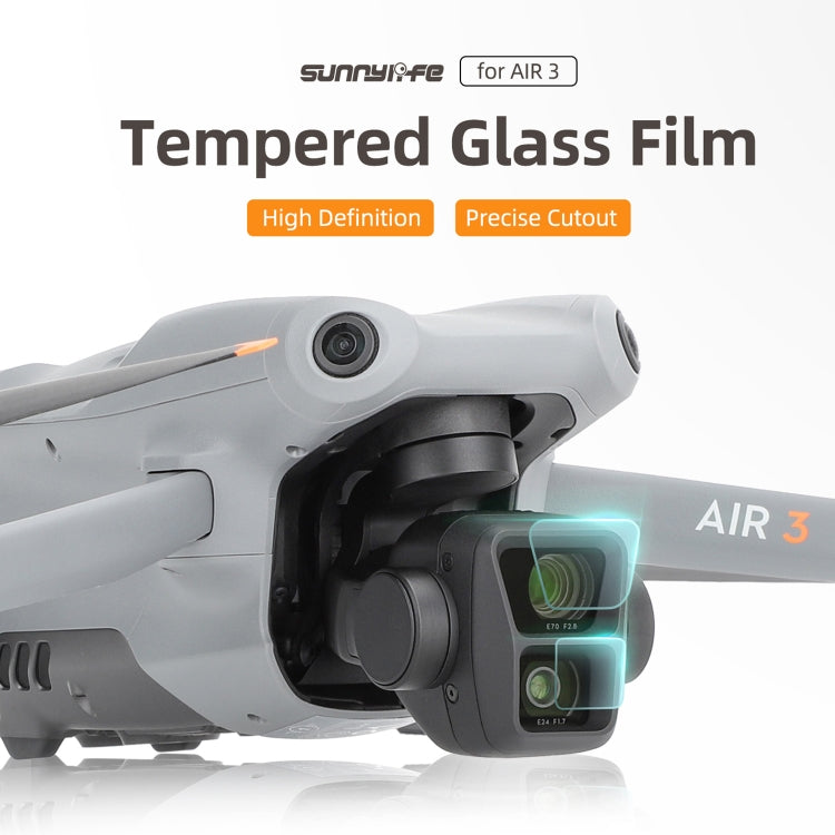 Lente Sunnylife Protector Combo de vidrio templado Películas protectoras, cantidad: 2 juegos para DJI Air 3 — imagen 3