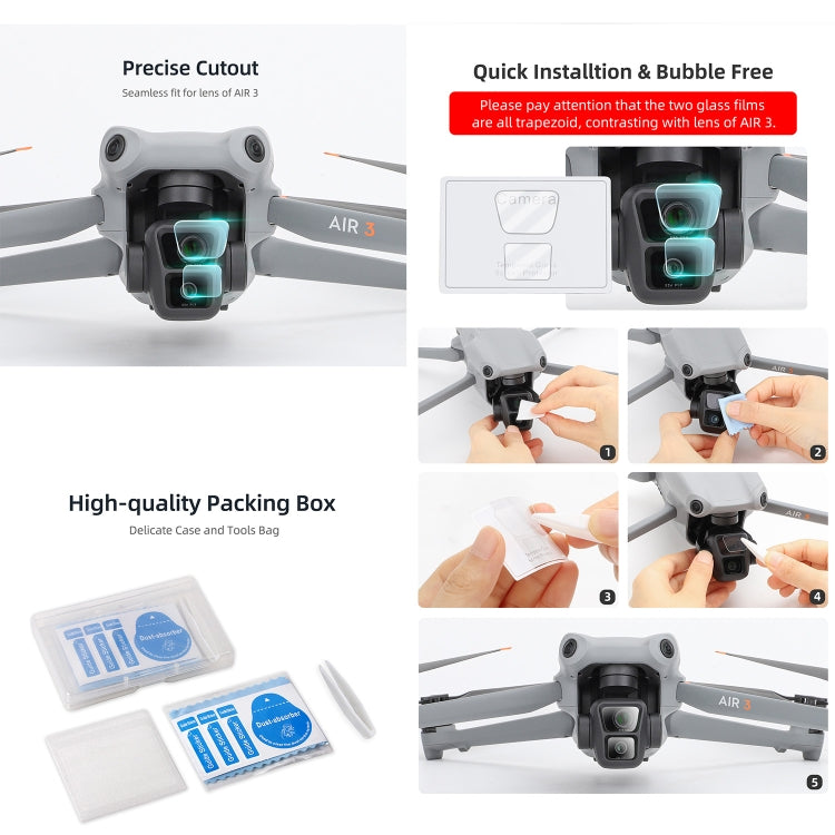 Lente Sunnylife Protector Combo de vidrio templado Películas protectoras, cantidad: 1 juego para DJI Air 3 — imagen 7