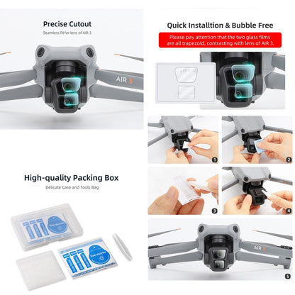 Lente Sunnylife Protector Combo de vidrio templado Películas protectoras, cantidad: 2 juegos para DJI Air 3 — imagen 7