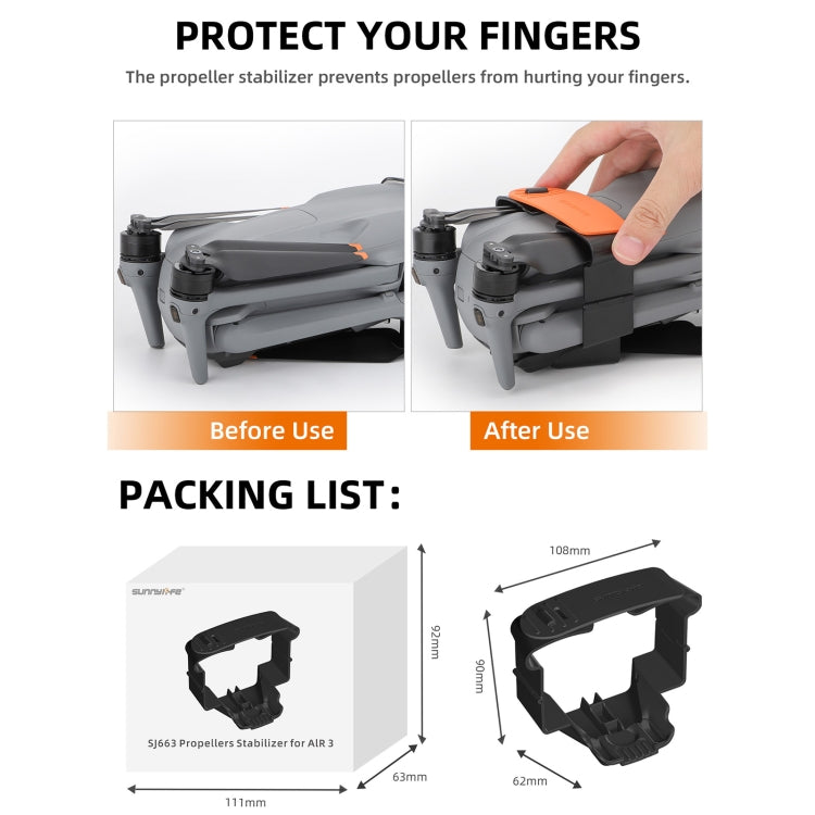 Soporte de cuchilla Sunnylife SJ663 Protector de fijación de hélice fija para DJI Air 3 (negro) — imagen 11
