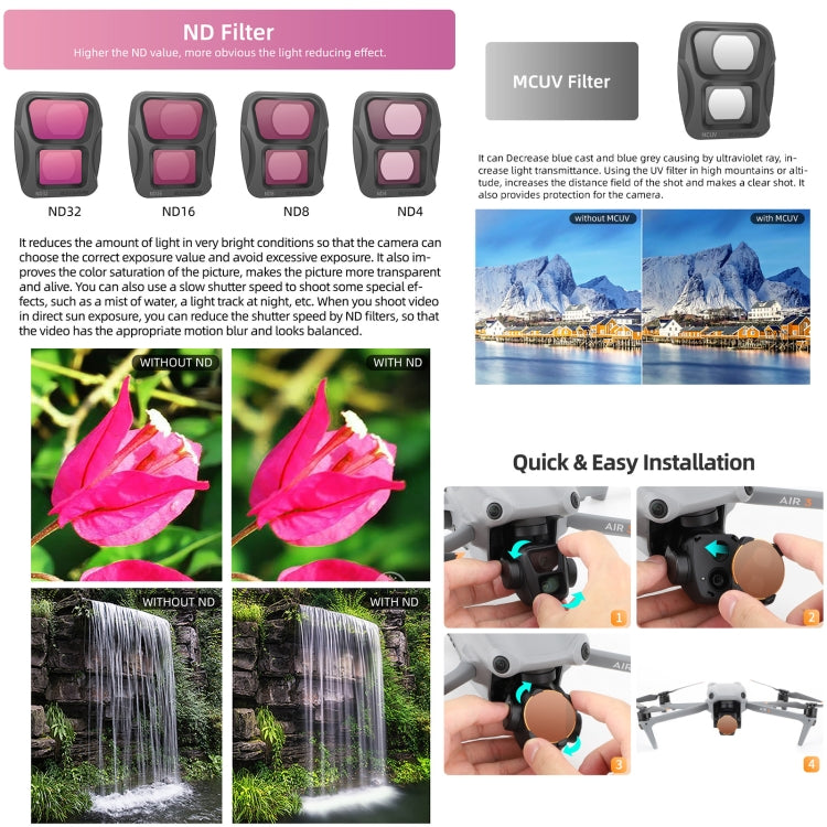 Filtro de lente de cámara Para Sunnylife, filtro: ND32 para DJI Air 3 — imagen 11