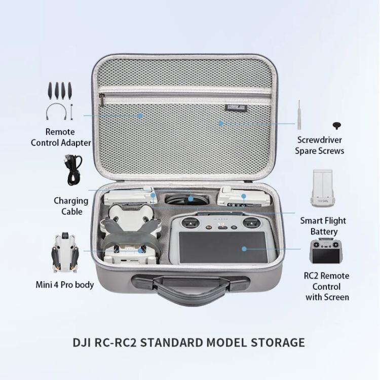 Bolso de almacenamiento de hombro RC 2 con pantalla STARTRC Bolso de PU para DJI Mini 4 Pro (gris) — imagen 10