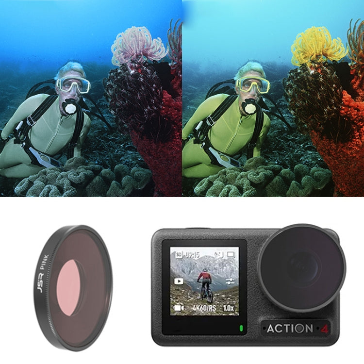 Filtro de lente de cámara Para con rosca JUNESTAR, Filtro: Filtro de buceo rosa para DJI Osmo Action 4