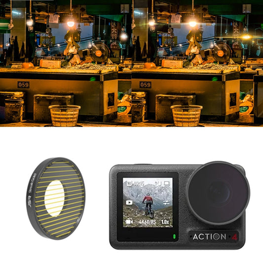 Filtro de lente de cámara Para con rosca JUNESTAR, Filtro: Dibujo de raya dorada para DJI Osmo Action 4