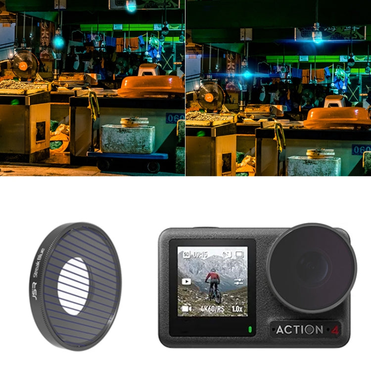 Filtro de lente de cámara Para con rosca JUNESTAR, Filtro: Dibujo azul rayado para DJI Osmo Action 4