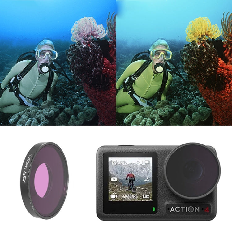 Filtro de lente de cámara Para roscado JUNESTAR, Filtro: Filtro de buceo magenta para DJI Osmo Action 4