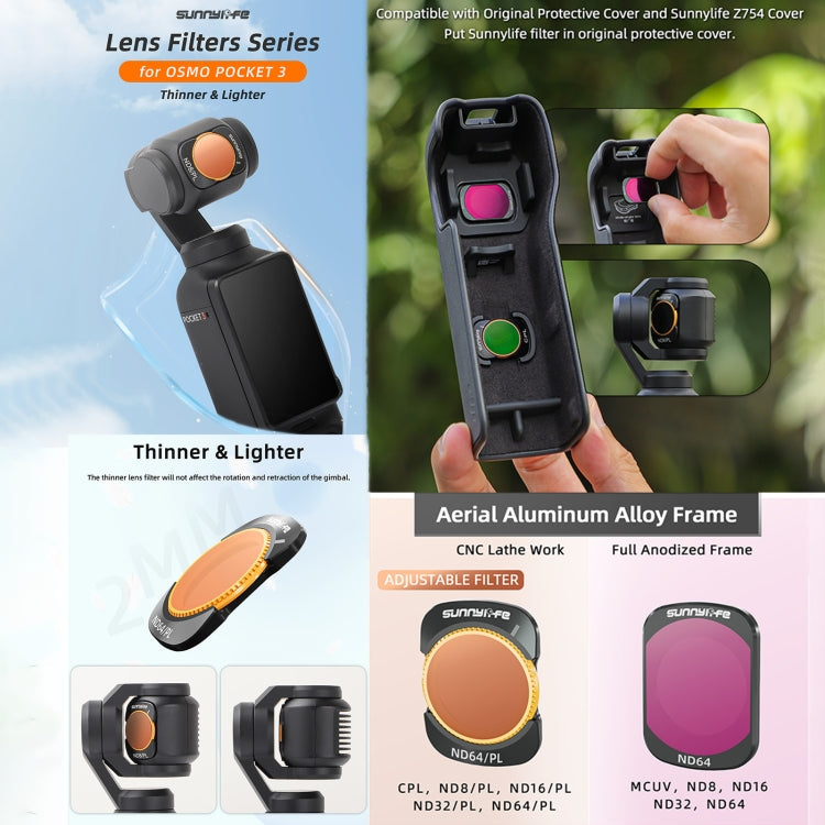 Filtro de lente para cámara Sunnylife, filtro: CPL para DJI Osmo Pocket 3 — imagen 3