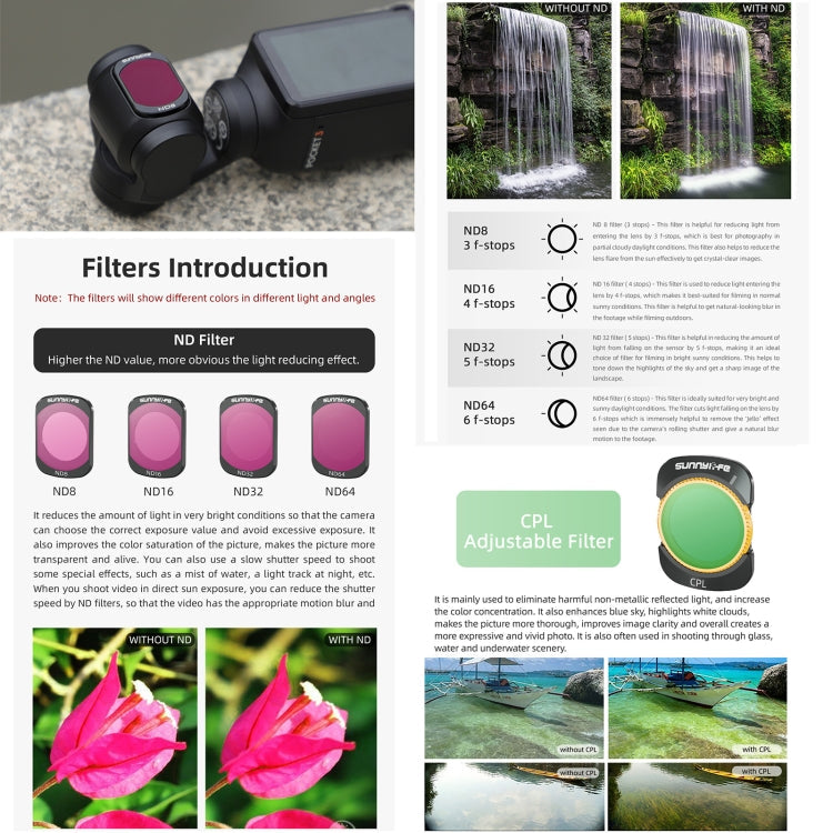 Filtro de lente para cámara Sunnylife, filtro ND64 para DJI Osmo Pocket 3 — imagen 8