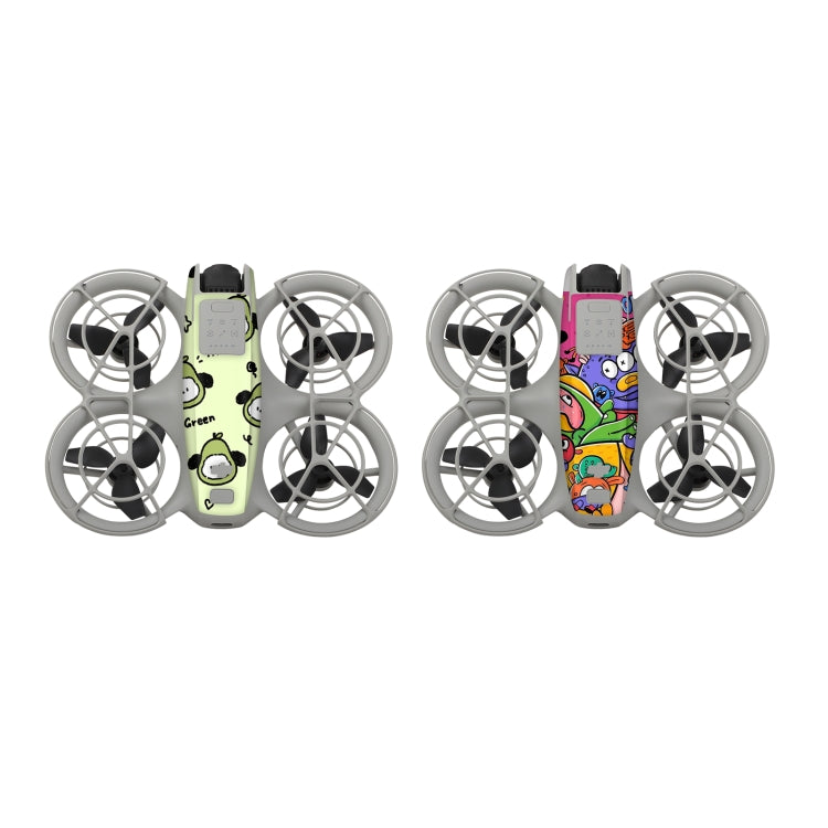 Pegatinas 2 protectoras para el cuerpo del dron para DJI Neo (cachorro verde + fiesta de monstruos)