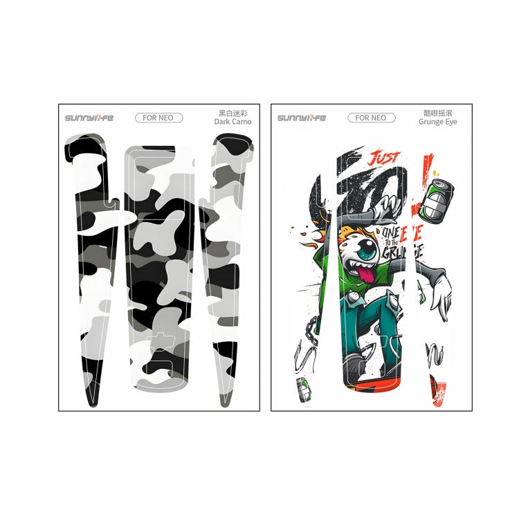 Pegatinas Combo de 2 protectoras para el cuerpo del dron para DJI Neo (camuflaje oscuro + ojos grunge) — imagen 2