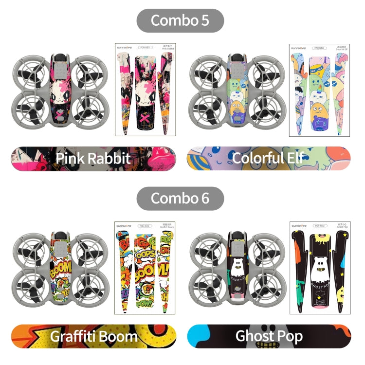 Pegatinas Combo de 2 protectoras para el cuerpo del dron para DJI Neo (conejo rosa + elfo colorido) — imagen 11