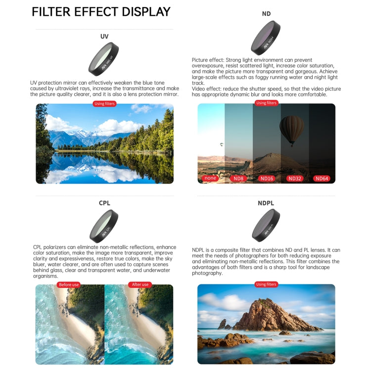 Filtro de lente para dron JSR KB Serie, filtro: 4 en 1 ND8-64 para DJI Neo — imagen 5