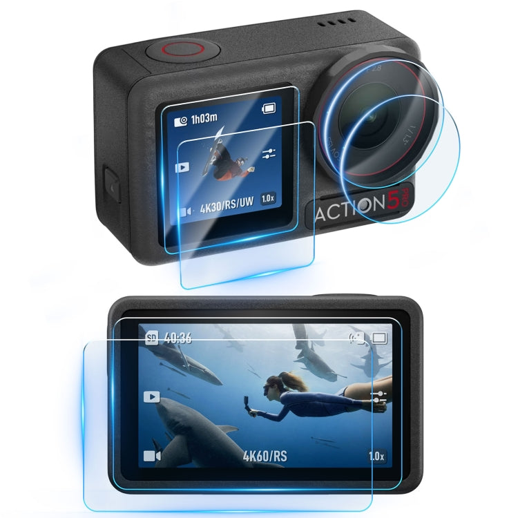 Lente Pro STARTRC 3 en 1 Protector de Pantalla delantera y trasera Películas de vidrio templado para DJI Osmo Action 5 (2 ju…