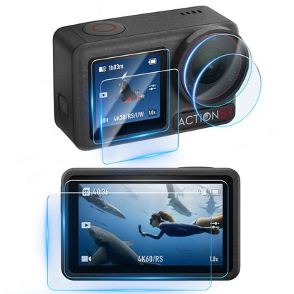 Lente Pro STARTRC 3 en 1 Protector de Pantalla delantera y trasera Películas de vidrio templado para DJI Osmo Action 5 (2 ju…