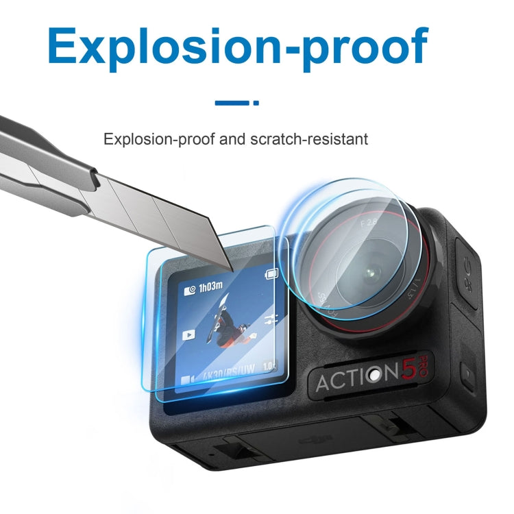 Lente Pro STARTRC 3 en 1 Protector de Pantalla delantera y trasera Películas de vidrio templado para DJI Osmo Action 5 (2 ju…