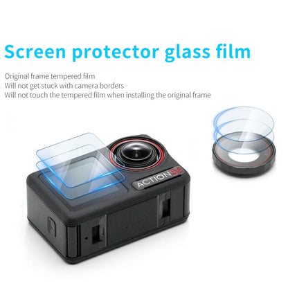 Lente Pro STARTRC 3 en 1 Protector de Pantalla delantera y trasera Películas de vidrio templado para DJI Osmo Action 5 (2 ju…