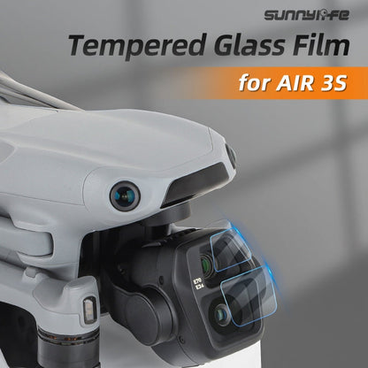 Lente de película de vidrio Protector de templado, cantidad: 2 juegos para DJI Air 3S (transparente) — imagen 3