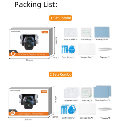 Lente de película de vidrio Protector de templado, cantidad: 2 juegos para DJI Air 3S (transparente) — imagen 10