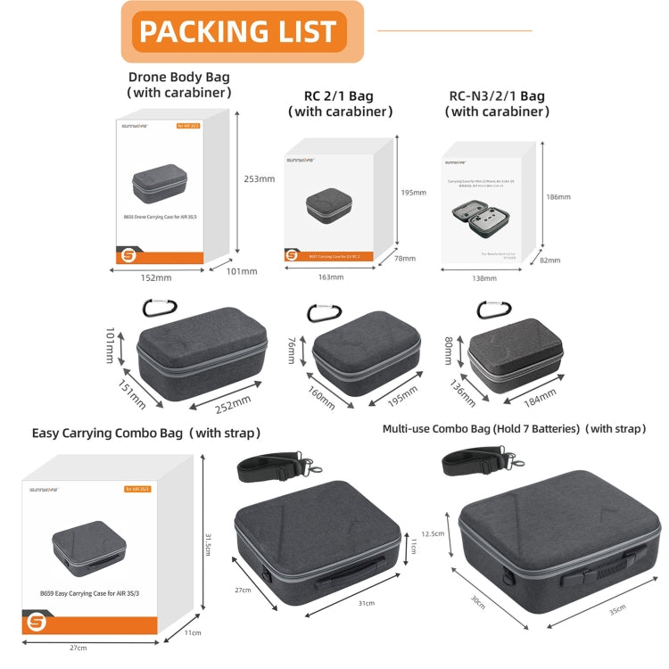Bolsa de transporte, modelo: A3-B658 Bolsa para el cuerpo del dron para DJI Air 3S — imagen 13