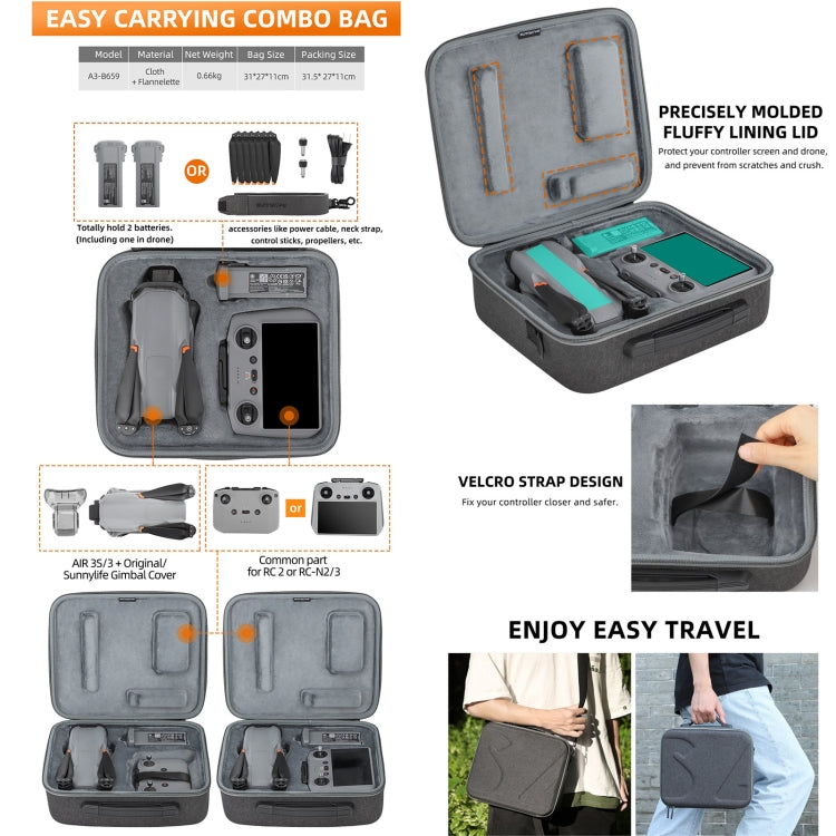 Bolsa de transporte, modelo: A3-B658 Bolsa para el cuerpo del dron para DJI Air 3S — imagen 8