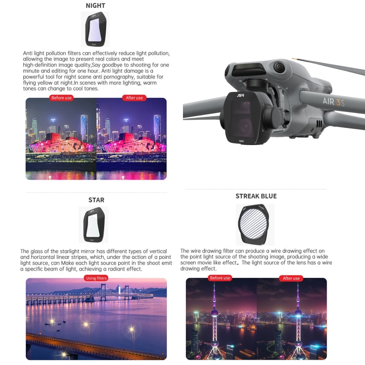 Filtro de lente para dron JSR CB Serie, filtro: ND8PL para DJI Air 3S — imagen 7