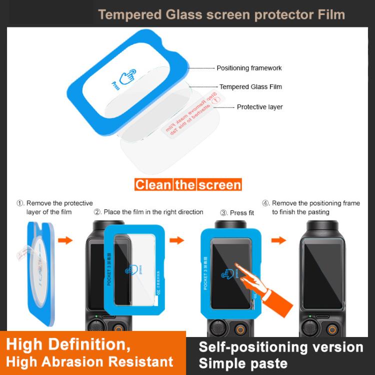 Película de vidrio templado imak, versión autoposicionable para DJI Osmo Pocket 3 — imagen 4