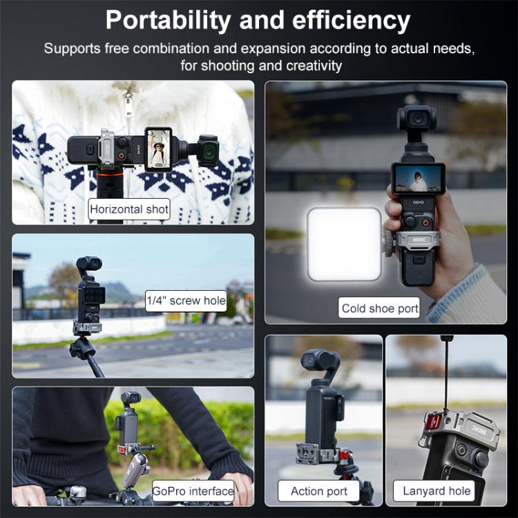 Soporte de extensión de zapata fría multifunción de montaje rápido BRDRC para DJI Osmo Pocket 3 (gris oscuro) — imagen 6