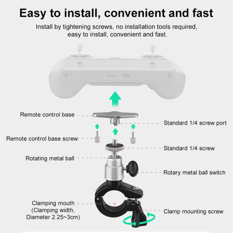 Base adaptadora para control remoto de dron RC/RC 2 BRDRC, soporte para bicicleta (negro y plateado) — imagen 12