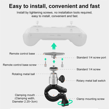 Base adaptadora para control remoto de dron RC/RC 2 BRDRC, soporte para bicicleta (negro y plateado) — imagen 12