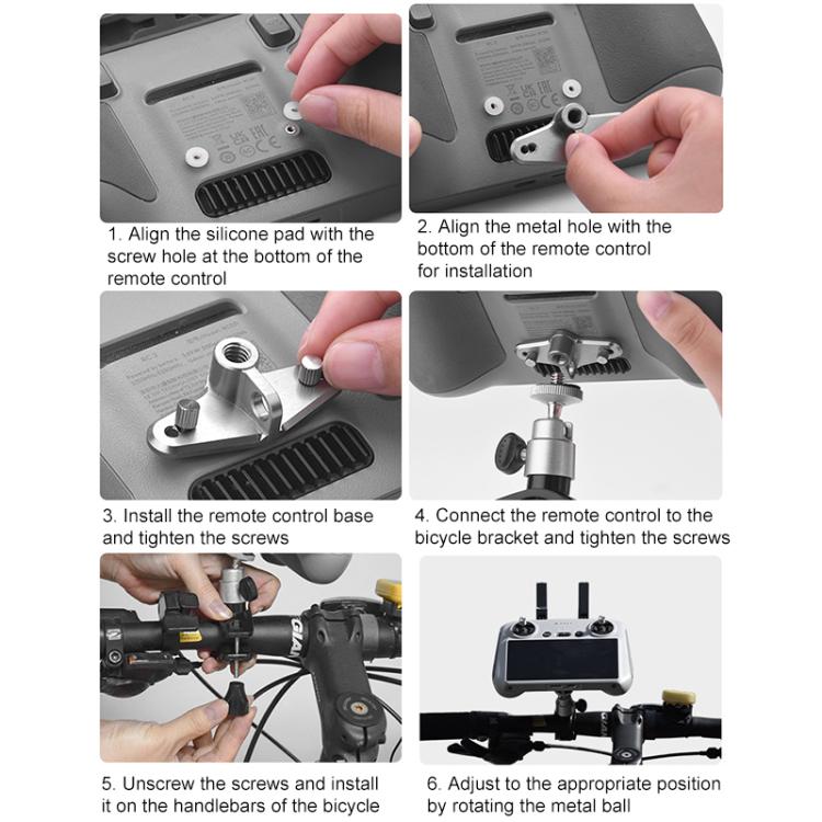 Base adaptadora para control remoto de dron RC/RC 2 BRDRC, soporte para bicicleta (negro y plateado) — imagen 13