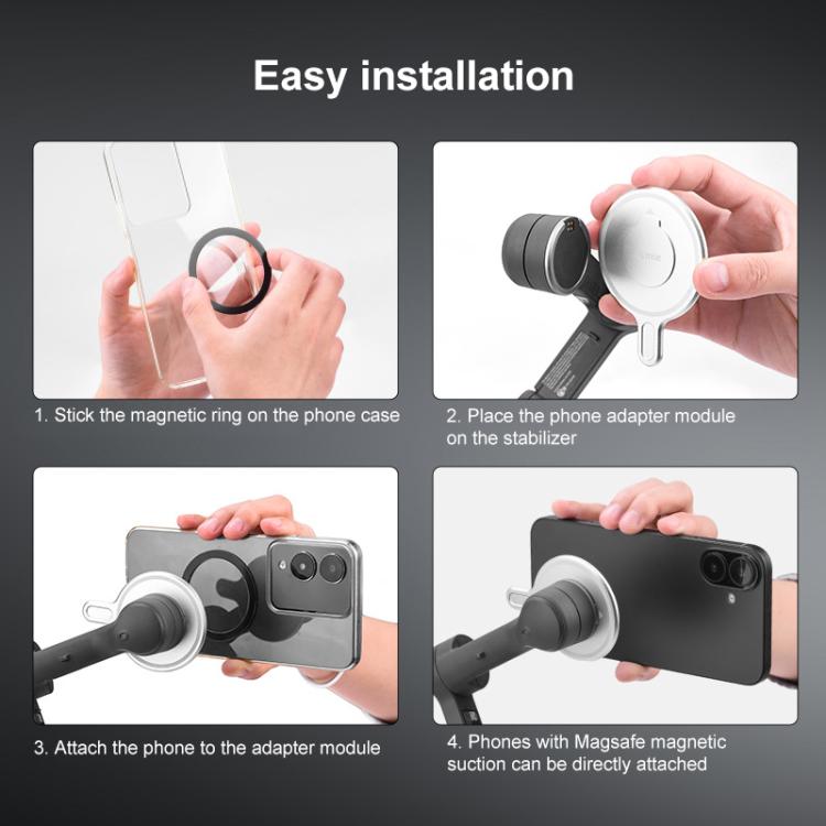Adaptador magnético MagSafe para DJI Osmo Mobile 7 / Osmo Mobile 6 (plateado) para DJI DJI Osmo Mobile 7, DJI Osmo Mobile 6…