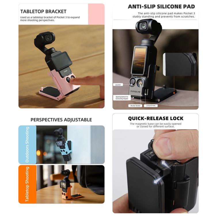 Soporte magnético multifuncional de sobremesa para DJI Osmo Pocket 3 (negro) — imagen 7