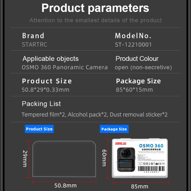Películas de vidrio 2 templado transparentes para DJI Osmo 360 (HD) — imagen 11