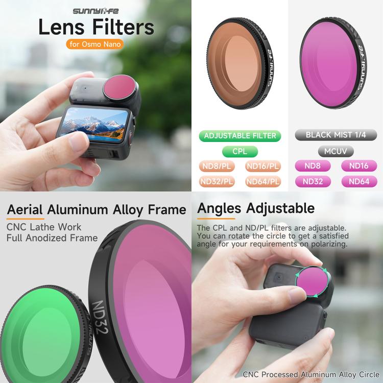 Filtro de lente de cámara Para Osmo Nano Sunnylife, filtro: ND16 para DJI Osmo — imagen 3