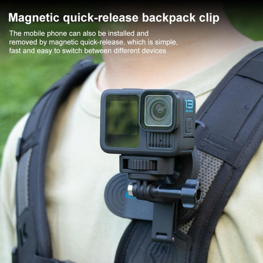 Soporte RUIGPRO - magnético para mochila con clip para teléfono y cámara. Tipo: clip + base + adaptador — imagen 2