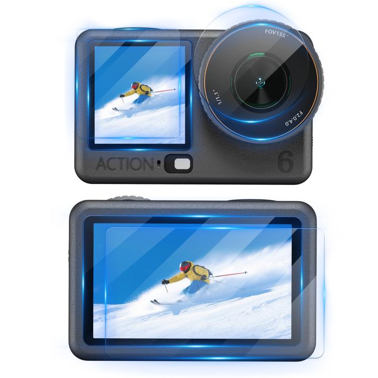 Lente STARTRC Protector de 3 en 1, películas de vidrio templado para pantalla delantera y trasera para DJI Osmo Action 6 (2…