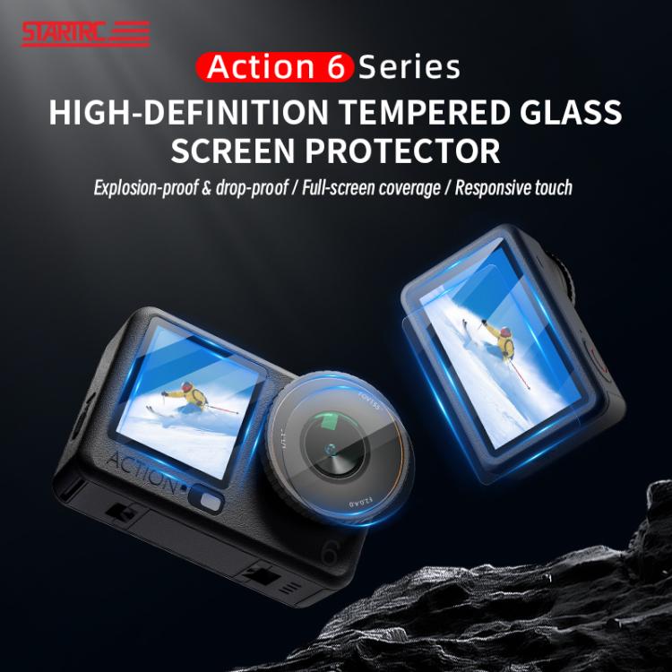 Lente STARTRC Protector de 3 en 1, películas de vidrio templado para pantalla delantera y trasera para DJI Osmo Action 6 (2……