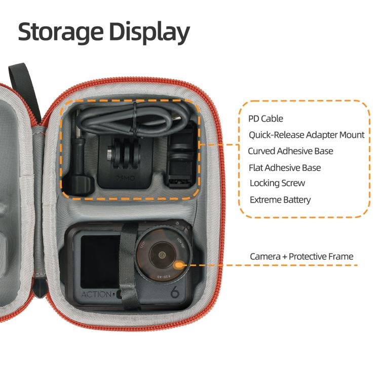 Estuche de almacenamiento portátil Sunnylife para DJI Osmo Action 6 (naranja) — imagen 4