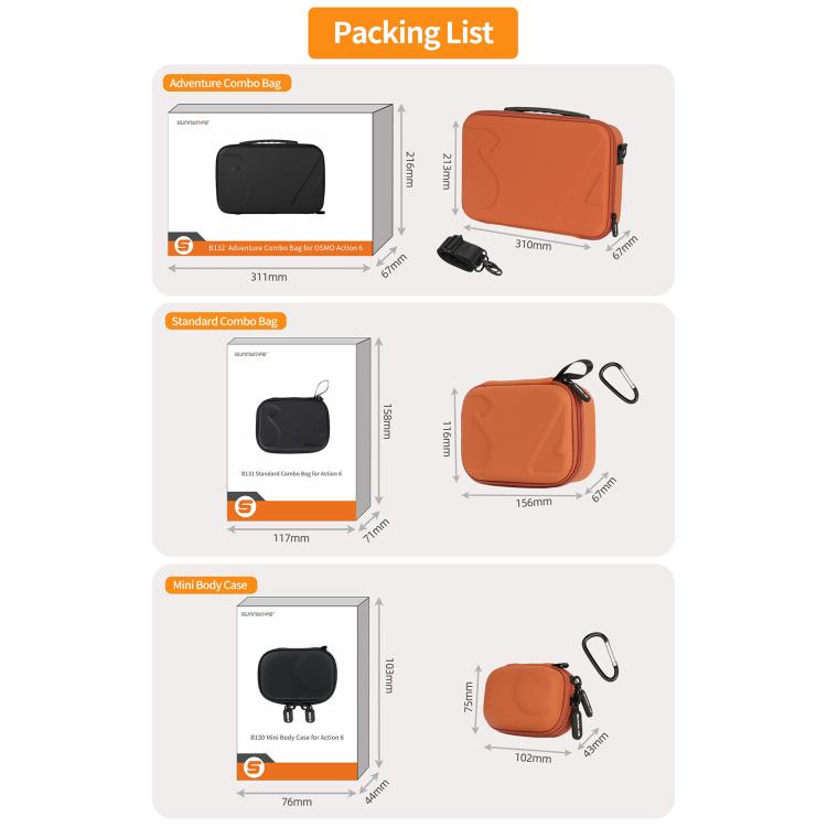 Estuche de almacenamiento portátil Sunnylife para DJI Osmo Action 6 (naranja) — imagen 11