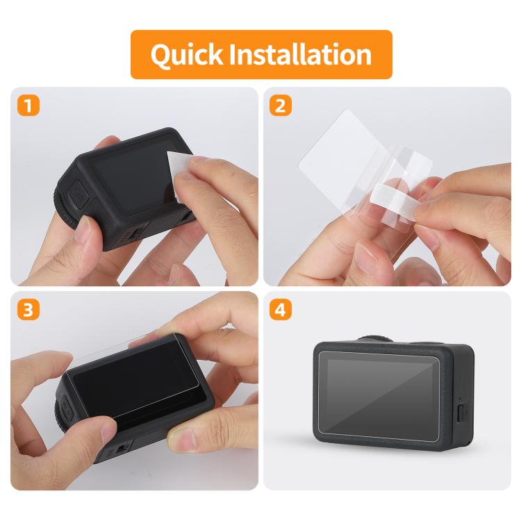 Protectores de pantalla 2 Sunnylife de vidrio templado para DJI Osmo Action 6 (transparentes) — imagen 8