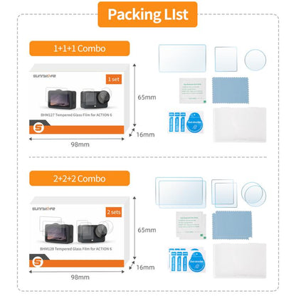Protectores de pantalla 2 Sunnylife de vidrio templado para DJI Osmo Action 6 (transparentes) — imagen 9
