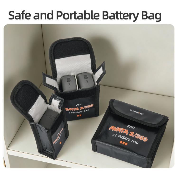 Bolsa de seguridad a prueba de explosiones para baterías Li-Po de / 360 Sunnylife. Cantidad: Para 2 baterías para DJI Avata…